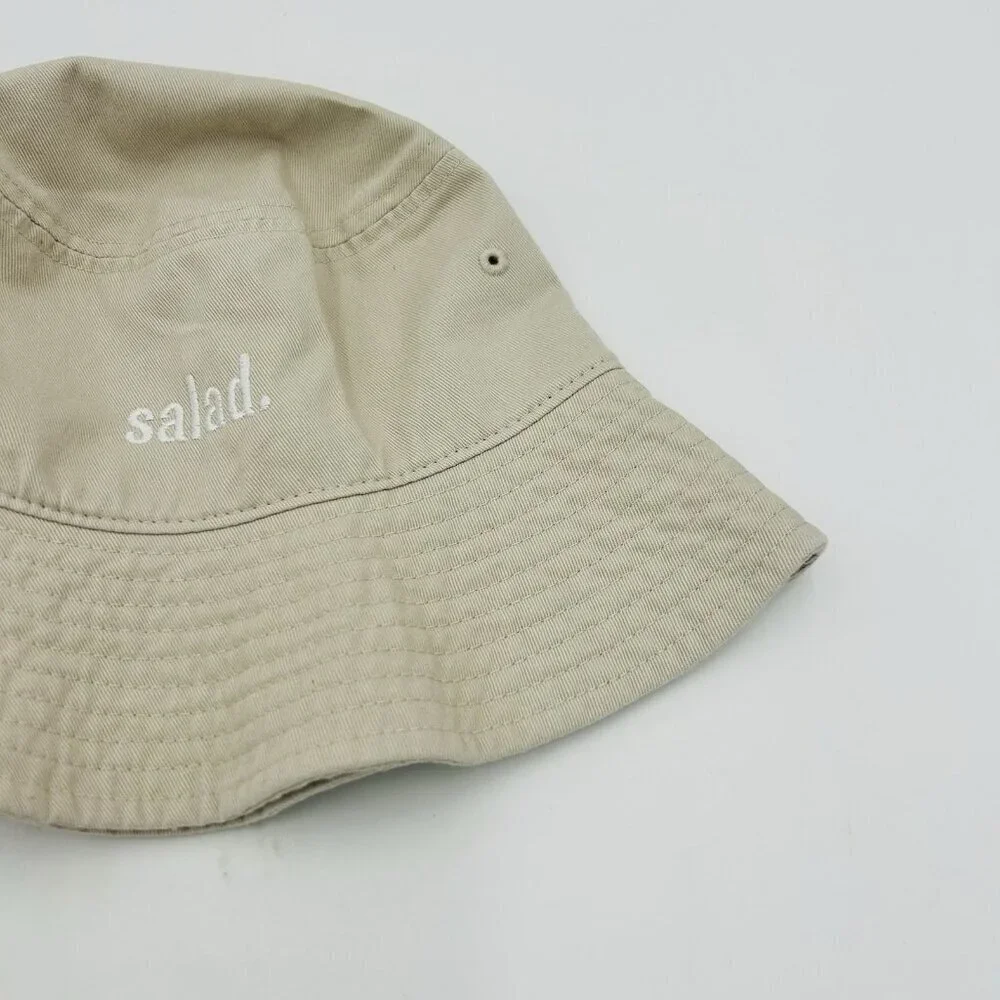 THE HAT DEPOT Bucket Hat Tan 100% Cotton Newhattan Sz S/M Embroidered Salad NEW